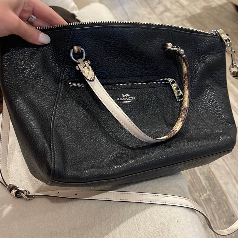 coach purse w snake skin accents